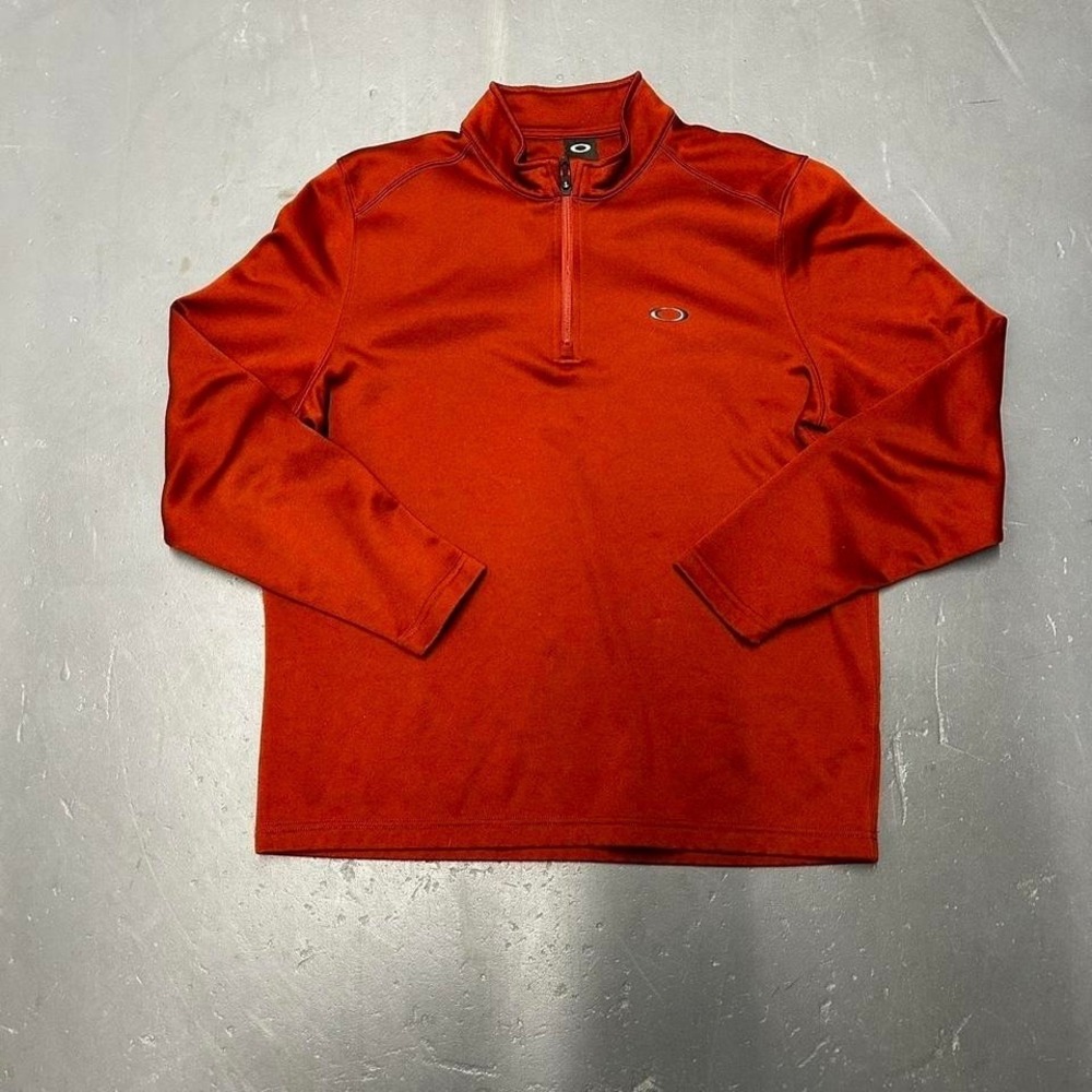 Men's Oakley tech style burnt orange quarter zip sweater